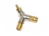 Pneumatikus Y-elosztó készlet 1/2" - 2 db gyorscsatlakozóval + 1 db dugó - Sárgaréz