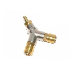   Pneumatikus Y-elosztó készlet 1/2" - 2 db gyorscsatlakozóval + 1 db dugó - Sárgaréz