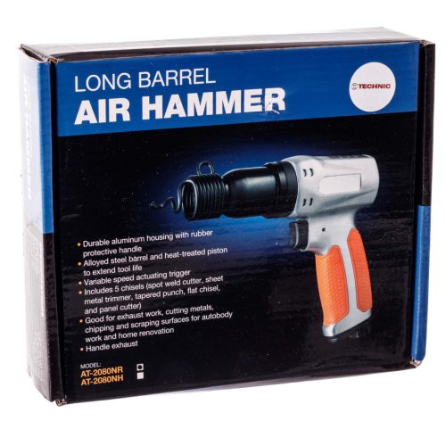 Műhelyminőségű pneumatikus tűs vésőkalapács készlet – tűs fej + 5 db vágó