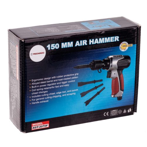 Műhelykészlet: rövid, kompakt házas pneumatikus tűs- és vésőkalapács 4 db