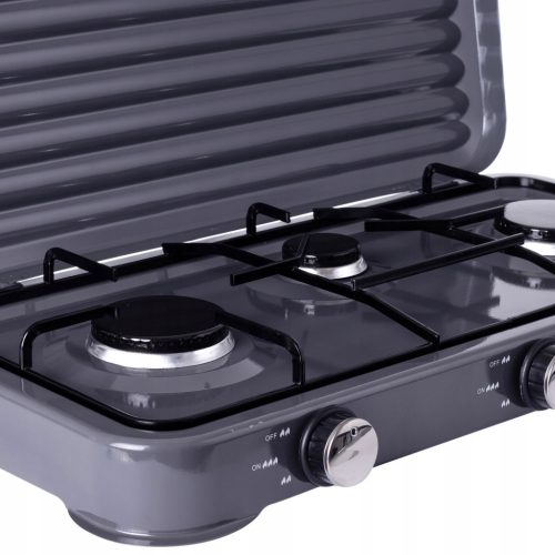 3 Égős Hordozható Gázfőzőlap, 5,5 kW - Komplett Csatlakozó Szettel