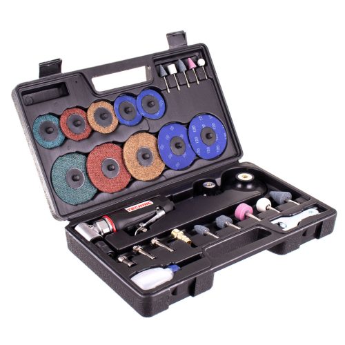 Pneumatikus mini sarokcsiszoló 6 mm szerszámbefogóval + opcionális 3 mm (1/8") tokmánnyal