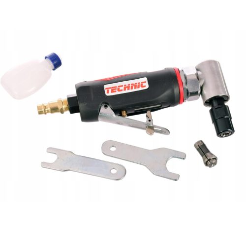 Pneumatikus mini sarokcsiszoló 6 mm szerszámbefogóval + opcionális 3 mm (1/8") tokmánnyal