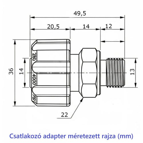 Prémium adapter magasnyomású mosókhoz és habosítókhoz - gömbkúpos menettel (M22 belső menet - 1/4" külső menet)