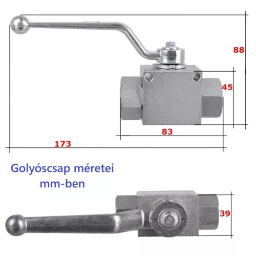 Nagynyomású golyóscsap 1/2", 400 bar, DN13