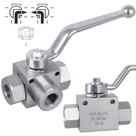 Ipari 3-utas golyóscsap L-típus 1/4" (Max. 500 bar)