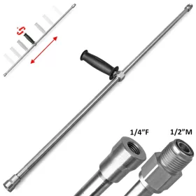   R+M Suttner ST-3600 rozsdamentes acél lándzsa állítható fogantyúval (1000 mm, 600 bar, 150°C, 1/2"M - 1/4"F) - Eredeti német ipari tartozék
