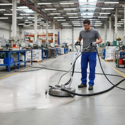 Professzionális 18"-os (45 cm) ipari T-Racer padlótisztító kefe beépített vízszívással (065-ös fúvókaméret)