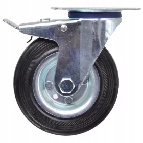   Forgóvillás Ipari Kerék Fékkel és Golyóscsapággyal (Ø 125 mm)