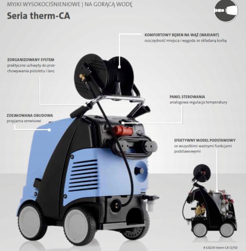 Kränzle Therm CA 12/150 TR ipari melegvizes magasnyomású mosó tömlődobbal (150 bar, 720 l/h)