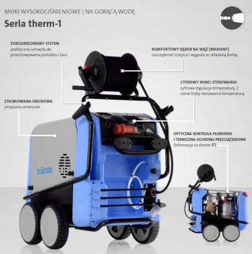 Kränzle Therm 1165-1 TR ipari melegvizes magasnyomású mosó tömlődobbal (165 bar, 1165 l/h)