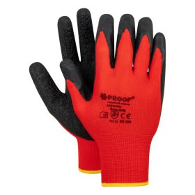   REDWORK Klasszikus Piros Poliészter Kesztyűk Fekete Durva Latex Bevonattal, 1 Pár
