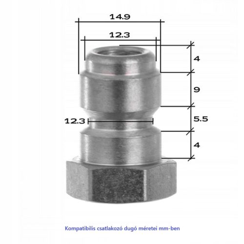 Gyorscsatlakozó aljzat magasnyomású mosókhoz 3/8"-os belső menetes csatlakozással