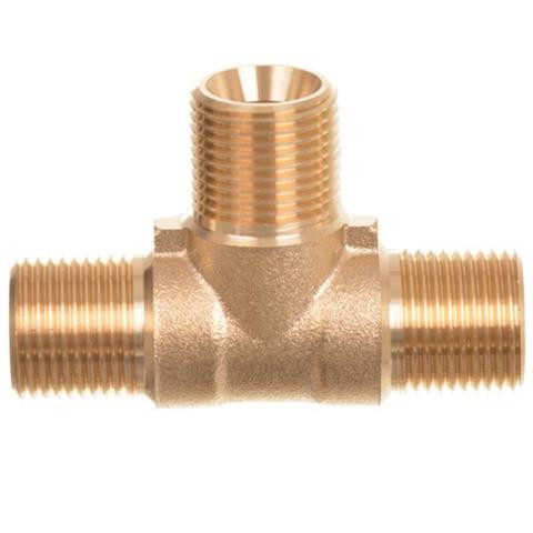 1/4" B-B-B Menetes, Magasnyomású Vízvezeték T-elágazó, Sárgaréz, 350 bar, 150°C, 50 L/perc