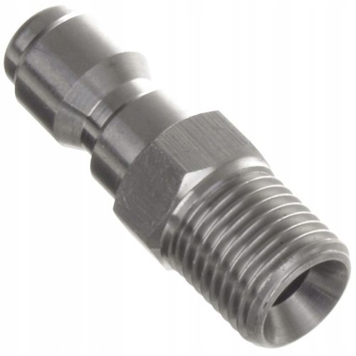 Rozsdamentes acél gyorscsatlakozó dugó 1/4" külső menetes csatlakozással benzines magasnyomású mosókhoz