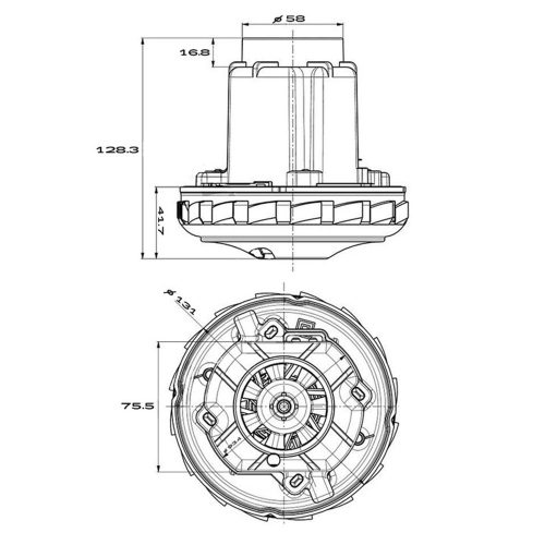 Szívómotor 1340W  230V Karcher NT, WD, Nilfisk Attix, Bosch GAS, Flex és Thomas porszívókhoz (467.3.403-3)