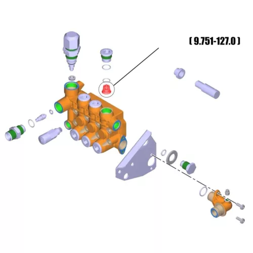 Eredeti Kärcher szívó- és nyomásszelep HD / HDS sorozatú magasnyomású mosókhoz (9.751-127.0)