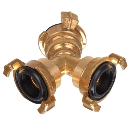 GEKA karmos elosztó gyorscsatlakozó (T-Idom), tömlő elosztó, sárgaréz - 1 db