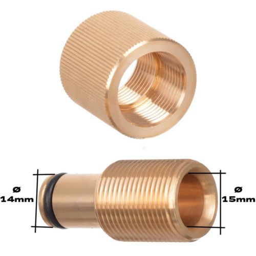 Sárgaréz menetes szűkítő adapter magasnyomású mosókhoz (M22 belső 14 mm - M22 külső 15 mm)