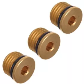   3 darabos sárgaréz szelepfedél készlet LAVOR háztartási szivattyúkhoz, katalógusszám: 5.009.0745, külső átmérő: 15,7 mm, menet átmérő: 13,9 mm, teljes hossz: 11,7 mm