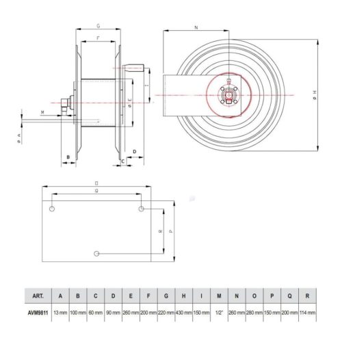 Ramex AVM-9811-400-FE porfestett tömlődob magasnyomású tömlőkhöz (manuális/kézi felcsévéléssel)