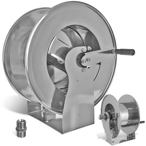 Univerzális rozsdamentes acél tömlődob RAMEX AVM-9811-400 INOX - 30m-80m, magasnyomású mosókhoz, 1/2" menetekkel