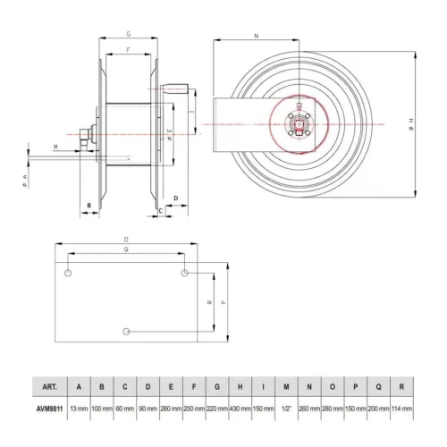 RAMEX Kézi Rozsdamentes Tömlődob AVM-9811-400 INOX (max. 80 m, 1/2", 400 bar)