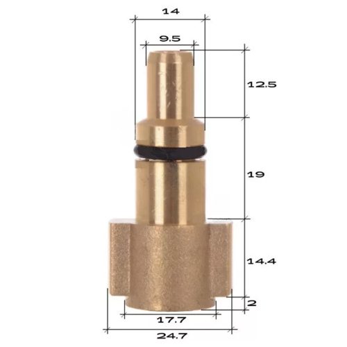 Bajonettes sárgaréz átalakító adapter  1/4" belső menetes csatlakozóval Lavor és Parkside magasnyomású mosókhoz