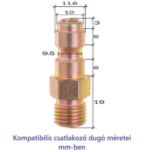 Sárgaréz gyorscsatlakozó aljzat (1/4" külső menet) magasnyomású mosókhoz