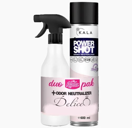 Luxus szagsemlegesítő és légfrissítő spray neroli és papaya illattal (600 ml)+Légpumpás parfüm illatolaj (500 ml) Kala DUO Pack 