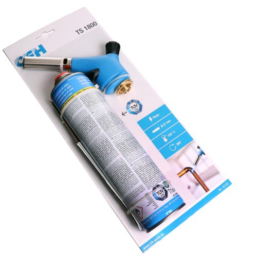 Gáz forrasztólámpa, CFH TS1800, piezo gyújtással, 750-1900°C, hordozható, 2,5 órás üzemidő