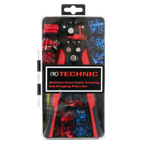 Blankoló és krimpelő fogó + érvéghüvelyek és kötegelők, 260 darabos készlet TC Technic DN-F1339