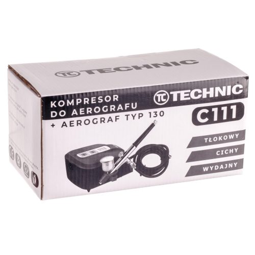 Mini airbrush készlet kompresszorral, festékszóróval és festékekkel TC Technic - C111