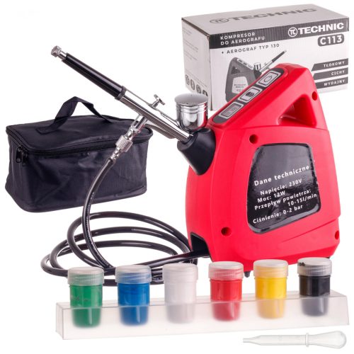 Modellező Kompresszor TC Technic C113 Olajmentes 0,3 mm Precíziós Festékszóró Készlet