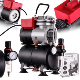   Airbrush kompresszor 3 literes tartállyal EFFICIENT (30-35 l/perc teljesítmény ), reduktorral, szűrővelTC Technic 666B2