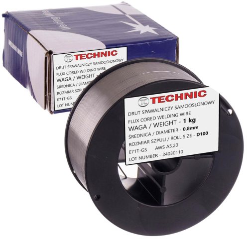 Önárnyékoló hegesztő huzal gázfolyamat nélküli hegesztéshez 0,8 mm, 1 kg - Flux E71T-GS Mig Mag D100 (porbeles huzal)