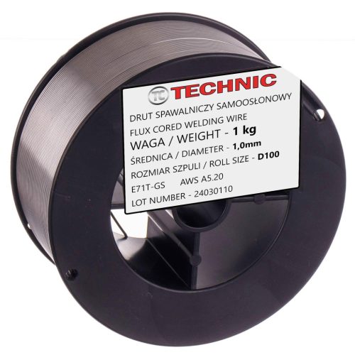 Önárnyékoló hegesztő huzal gázfolyamat nélküli hegesztéshez 1 mm, 1 kg - Flux E71T-GS Mig Mag D100 (porbeles huzal)