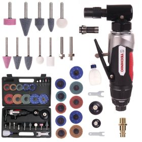   Pneumatikus sarokcsiszoló készlet korongokkal és csíszoló kövekkel kofferben TC Technic AT-7034FMK 6 és 3 mm-es befogatással