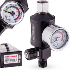   Nyomáscsökkentő, vízleválasztó  manométerrel  festékszóró pisztolyokhoz 1/4" menetes csatlakozással