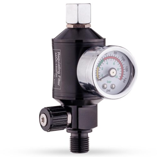 Nyomáscsökkentő, vízleválasztó  manométerrel  festékszóró pisztolyokhoz 1/4" menetes csatlakozással