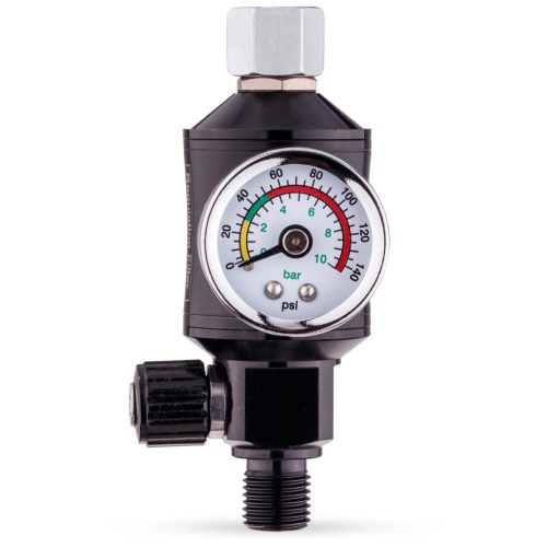 Nyomáscsökkentő, vízleválasztó  manométerrel  festékszóró pisztolyokhoz 1/4" menetes csatlakozással