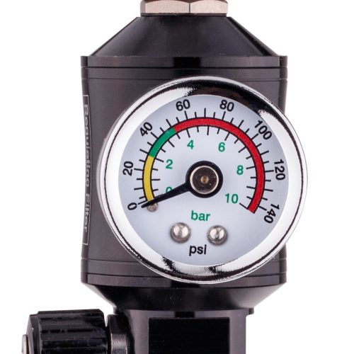 Nyomáscsökkentő, vízleválasztó  manométerrel  festékszóró pisztolyokhoz 1/4" menetes csatlakozással