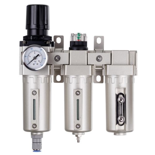 Precíziós levegő előkészítő állomás 3x Festékszűrő - 5µm, 0,3µm, 0,01µm, 1/2"menetes csatlakozással, gyorscsatlakozókkal (Levegő előkészítő blokk)