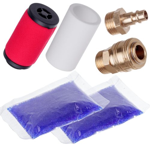 Precíziós levegő előkészítő állomás 3x Festékszűrő - 5µm, 0,3µm, 0,01µm, 1/2"menetes csatlakozással, gyorscsatlakozókkal (Levegő előkészítő blokk)