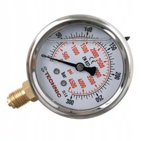   TC Technic glicerines nyomásmérő 0–300 bar – 63 mm – Alsó csatlakozás