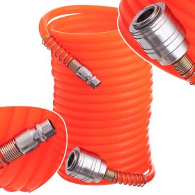   15m Spirál Pneumatikus Tömlő 5x8mm, 8 bar, Gyorscsatlakozók