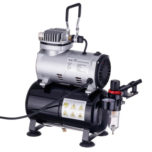 Komplett airbrush készlet 3 literes olajmentes kompresszorral, festékszóróval és festékekkel - TC-20TK