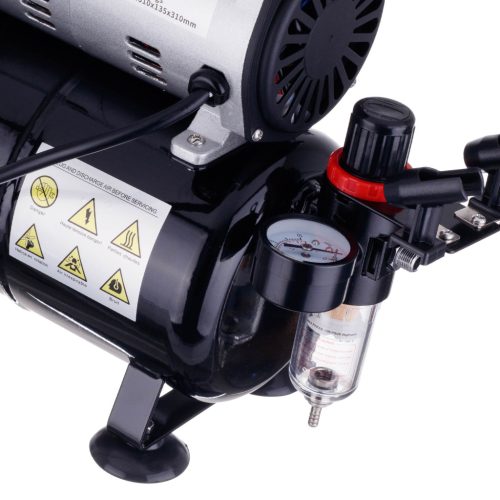 Komplett airbrush készlet 3 literes olajmentes kompresszorral, festékszóróval és festékekkel - TC-20TK