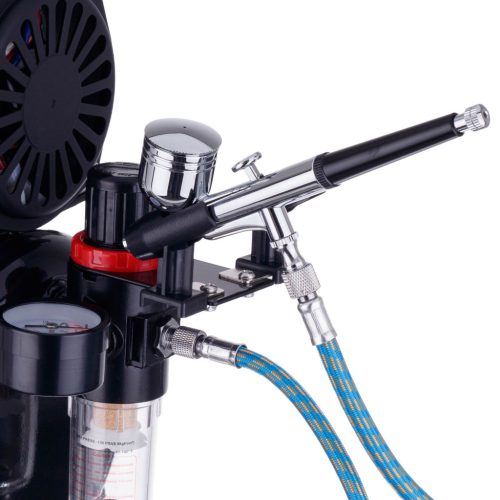 Komplett airbrush készlet 3 literes olajmentes kompresszorral, festékszóróval és festékekkel - TC-20TK