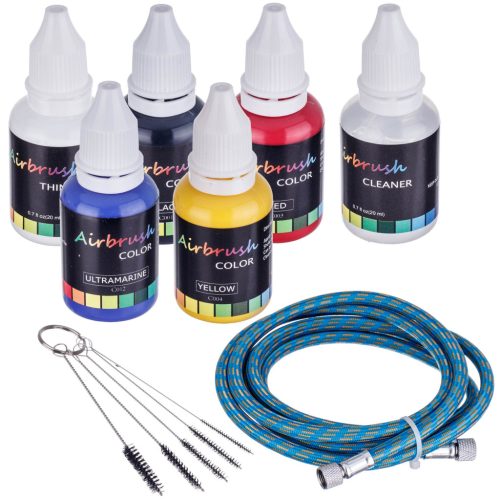 Komplett airbrush készlet 3 literes olajmentes kompresszorral, festékszóróval és festékekkel - TC-20TK